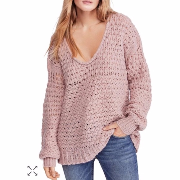 Free People Sweaters - Free People Crashing Waves Knit Cozy Pink Sweater